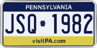 PA license plate JSQ1982
