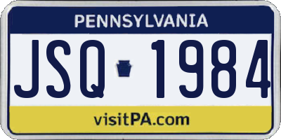 PA license plate JSQ1984