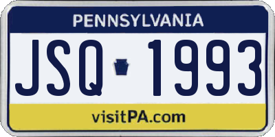 PA license plate JSQ1993