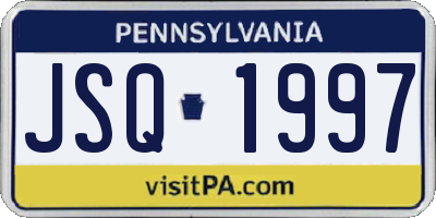 PA license plate JSQ1997