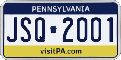 PA license plate JSQ2001