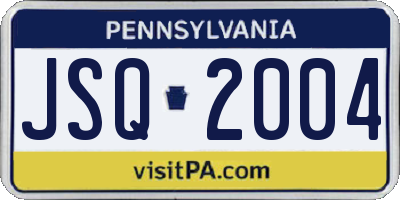 PA license plate JSQ2004