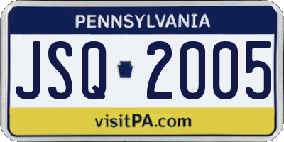 PA license plate JSQ2005