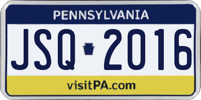 PA license plate JSQ2016