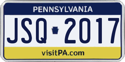 PA license plate JSQ2017