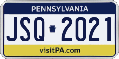 PA license plate JSQ2021