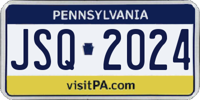 PA license plate JSQ2024