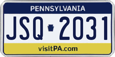 PA license plate JSQ2031