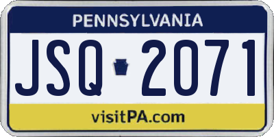 PA license plate JSQ2071