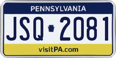PA license plate JSQ2081