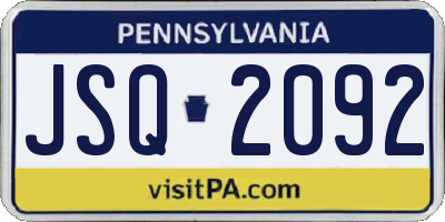 PA license plate JSQ2092