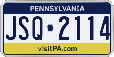 PA license plate JSQ2114