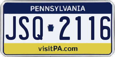 PA license plate JSQ2116