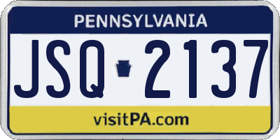 PA license plate JSQ2137
