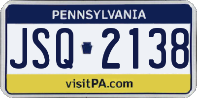 PA license plate JSQ2138
