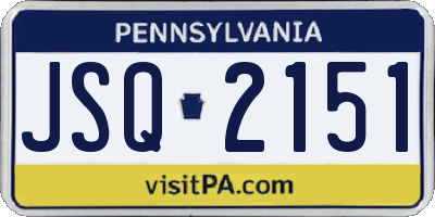 PA license plate JSQ2151