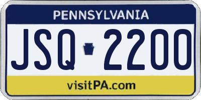 PA license plate JSQ2200
