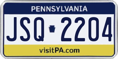 PA license plate JSQ2204