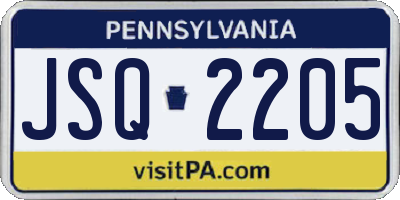 PA license plate JSQ2205