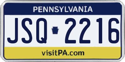 PA license plate JSQ2216