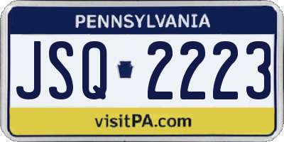 PA license plate JSQ2223