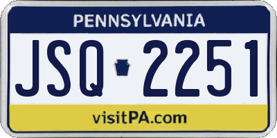 PA license plate JSQ2251
