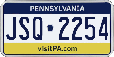 PA license plate JSQ2254
