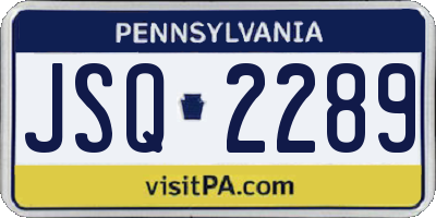 PA license plate JSQ2289