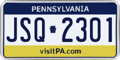 PA license plate JSQ2301
