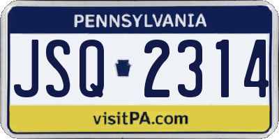 PA license plate JSQ2314