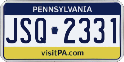 PA license plate JSQ2331