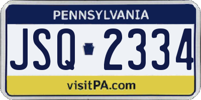 PA license plate JSQ2334