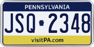 PA license plate JSQ2348