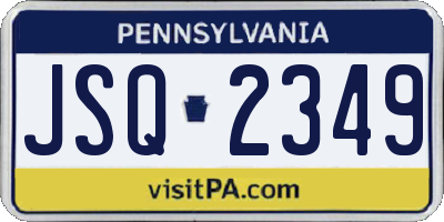 PA license plate JSQ2349