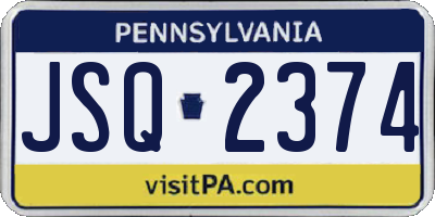 PA license plate JSQ2374