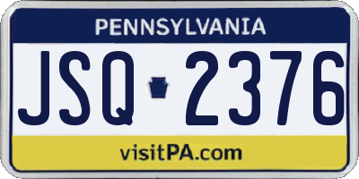 PA license plate JSQ2376