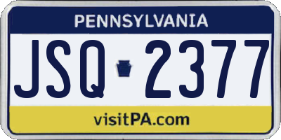 PA license plate JSQ2377
