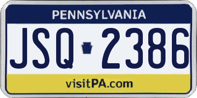 PA license plate JSQ2386