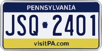 PA license plate JSQ2401
