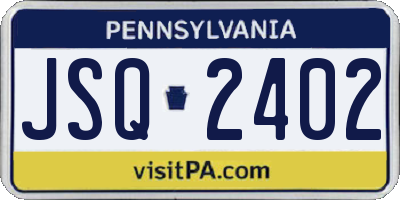 PA license plate JSQ2402