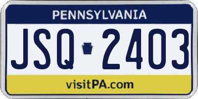 PA license plate JSQ2403