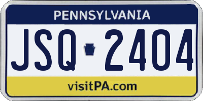 PA license plate JSQ2404