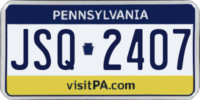 PA license plate JSQ2407