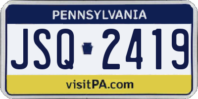 PA license plate JSQ2419