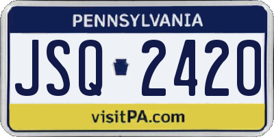 PA license plate JSQ2420