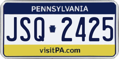 PA license plate JSQ2425