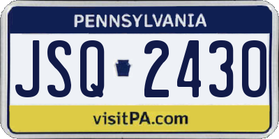 PA license plate JSQ2430