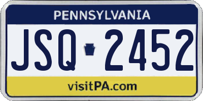 PA license plate JSQ2452