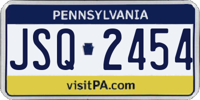 PA license plate JSQ2454
