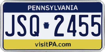 PA license plate JSQ2455